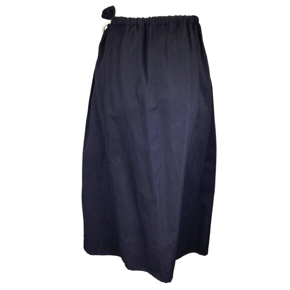 ATLANTIQUE ASCOLI NAVY BLUE LONG COTTON AND LINEN SKIRT - Picture 3 of 5